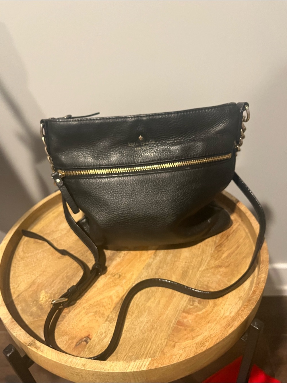 kate spade Black Pebbled Leather Zip-Front Crossbody
